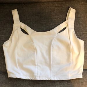 Bebe White Crop Top Fullzip Back SZ S